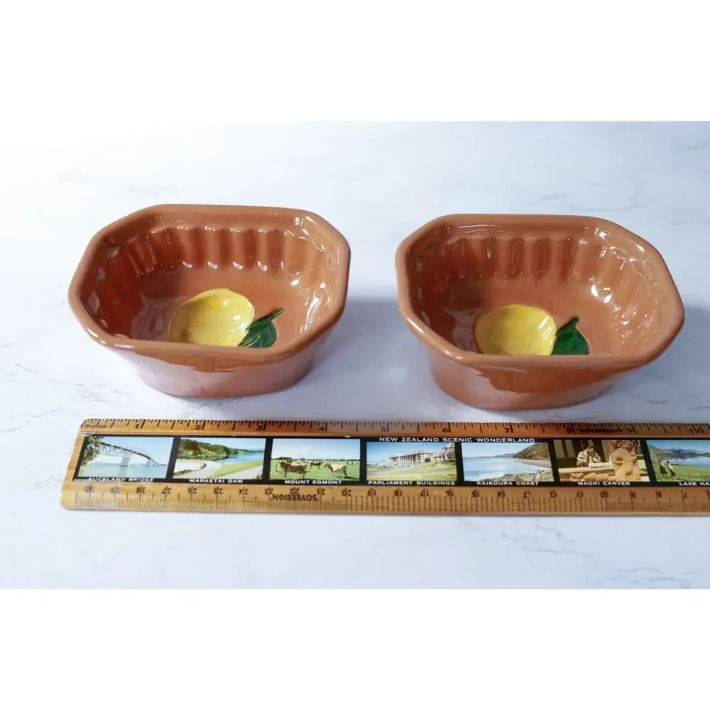 VTG Stangl Pottery Lemon Fruit Jello Pudding Molds Set 2 Cottage Farmhouse Bowl